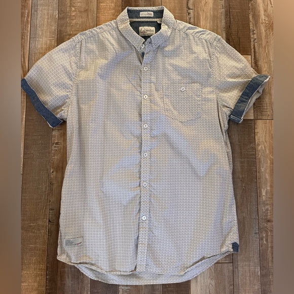 7 Diamonds Other - 7 Diamonds Men's Vintage Button Down Shirt - White with Multicolor Design